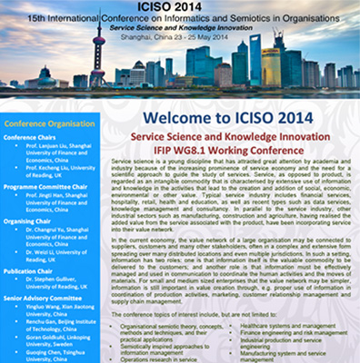 15th International Conference on Informatics and Semiotics in Organisations (ICISO 2014)