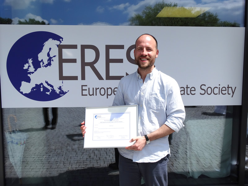 Real Estate and Planning PhD student wins ERES Award for the Best Paper